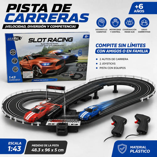 Pista De Carreras 2 Autos 2 Controles Joysticks Infantil Negro