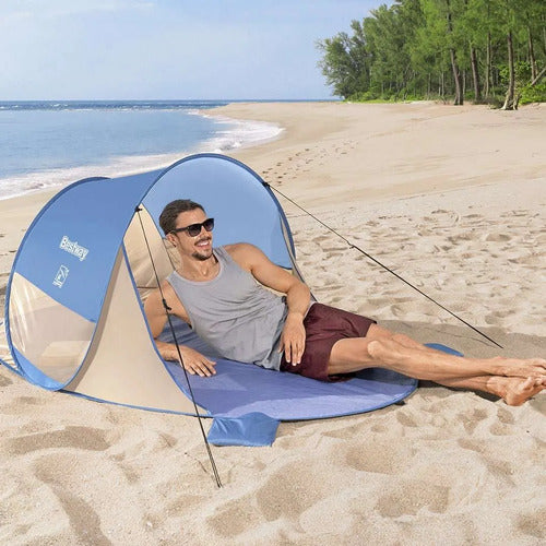 Carpa Refugio Playa Autoarmable Cortaviento Filtro Uv 80 2m Azul