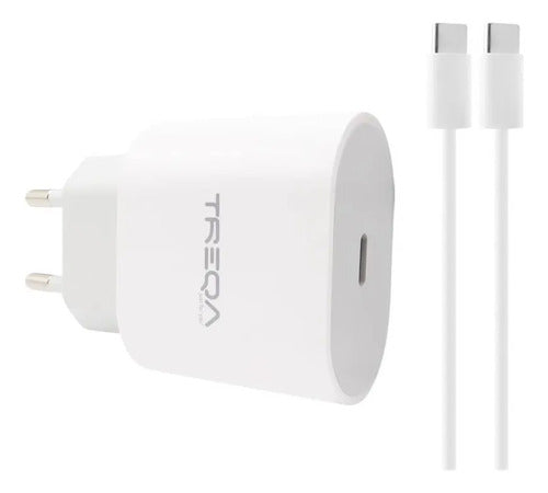 Cargador Usb Carga Rapida Tipo C Cable C A C Celular Tablet Blanco