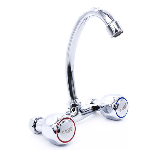 Canilla Cocina Pared Grifo Mesada Doble Comando 15cm Metal