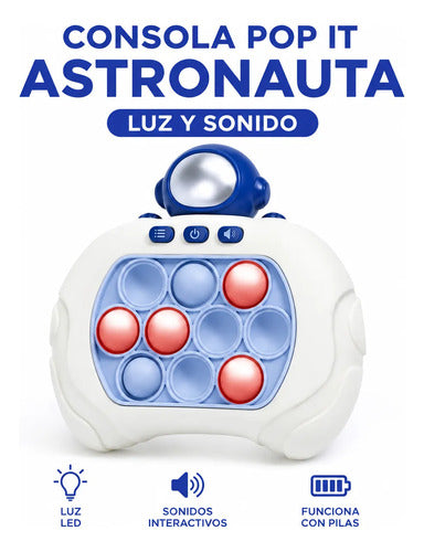 Consola Pop It Astronauta Electrónica Luces Sonido Infantil Blanco