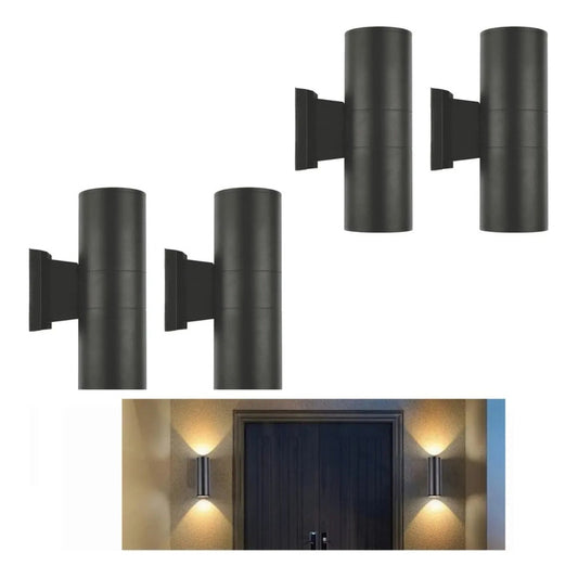 Set X4 Aplique Pared Exterior Luminaria Foco Bidireccional