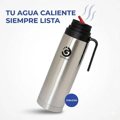 Termo Acero Inoxidable Doble Pared Aislamiento Vacio 1 Litro Plateado