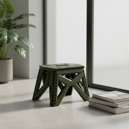 Banco Taburete Plegable Portátil Plástico Reforzado 23cm Mate Verde