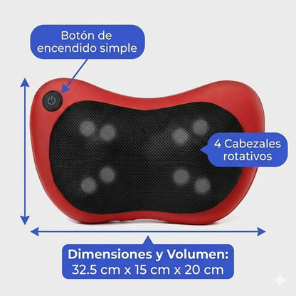 Masajeador Almohada Cervical Espalda Cuello Cintura Piernas Rojo