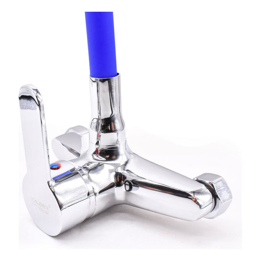 Grifo Monocomando Flexible Cocina Mesada Pared 15cm Azul