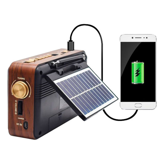Radio Recargable Panel Solar Retro Am/fm Portatil Bluetooth