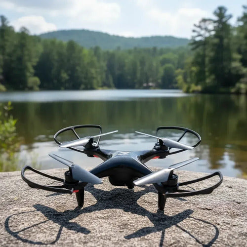 Drone Recargable Luces 2.4ghz Control Remoto 30cm Giro 360 Negro