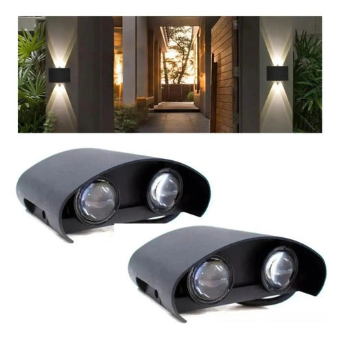 Set X2 Aplique Pared Bidireccional Lampara Exterior 2 Luces