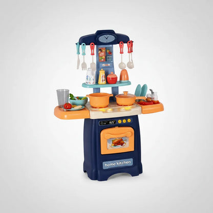 Juego Cocina Infantil Luz Sonido 29 Piezas 62cm Juguete Azul Marino Y Naranja
