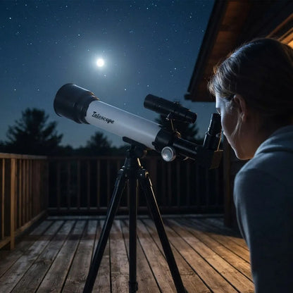 Telescopio Astronómico 30x 60x Trípode Soporte Celular Blanco Con Negro