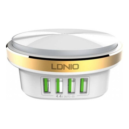 Cargador Pared 4 Usb Luz Led 4.4a Sin Cable Blanco