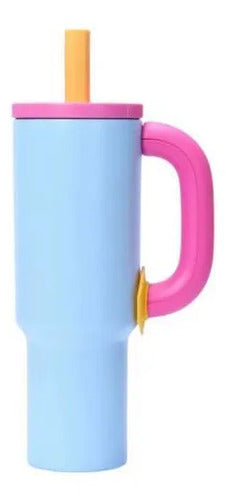 Vaso Termico Acero Inoxidable 1200ml Sorbito Tapa Ergonomico Celeste Con Rosado Bicolor / Mate