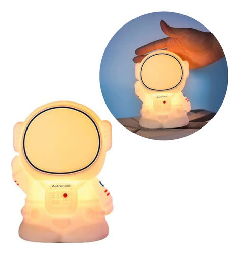 Lampara Veladora Silicona Luz Led Multicolor Astronauta Blanco Varios