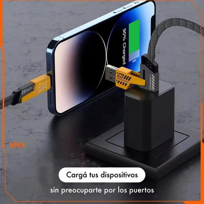 Cable Reforzado 4 En 1 Carga Rapida Datos Usb Tipo C 8 Pines Negro