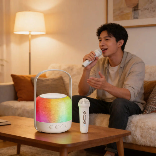 Parlante Bluetooth Portátil Led Rgb C/micrófono Inalámbrico Blanco