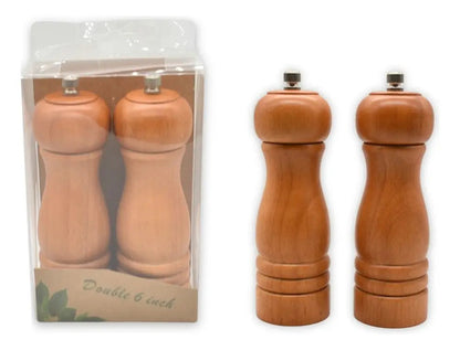 Molinillos De Madera Manual X2 Unidades 16x5cm Marrón