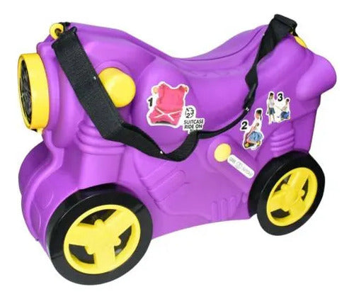 Andador Valija Infantil Moto Ruedas Correa Ajustable Viaje Violeta