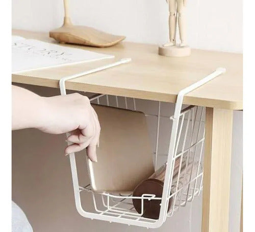 Estante Canasto Metal Colgante Organizador 25x21x20cm Blanco