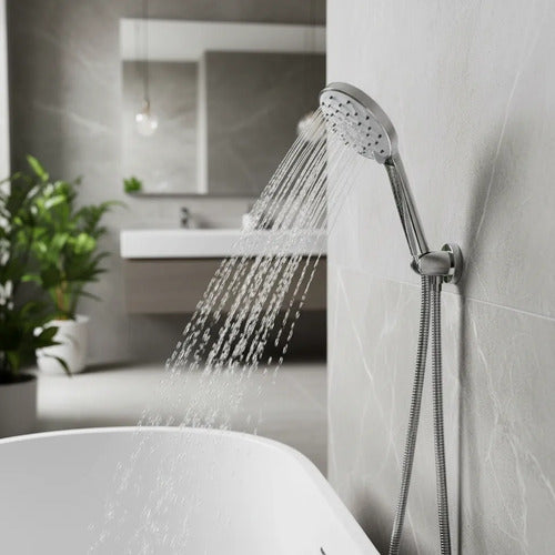 Set Kit Duchero Manual Manguera Soporte 150cm Baño Ducha Plateado