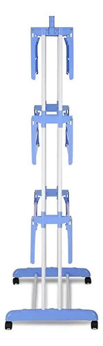 Tender Tendedero Vertical Importbaires Plegable De 3 Niveles Percheros Adicionales Y Base Para Calzados Con Ruedas Blanco/azul