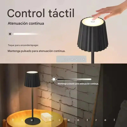 Lampara Velador Led Touch Recargable Usb Dimerizable Negro Blanco