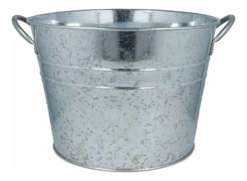 Hielera Balde Cervecera Bebidas Acero Manijas 28cm Metalica Plateado Lisa