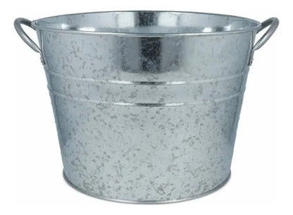 Hielera Balde Cervecera Bebidas Acero Manijas 28cm Metalica Plateado Lisa
