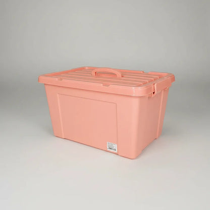 Caja Organizadora Plástica Apilable Tapa Asa 43x29cm Ganchos Rosa
