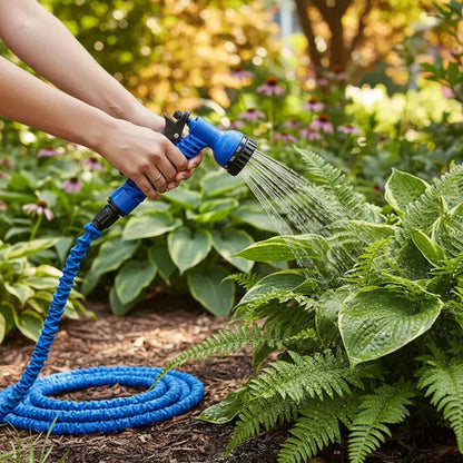 Manguera Retractil Expandible Jardin Regar 30m Con Puntero Azul/verde