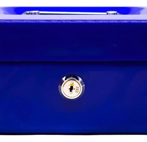 Caja De Seguridad Fuerte 20x16x9cm Metalica 2 Llaves Azul