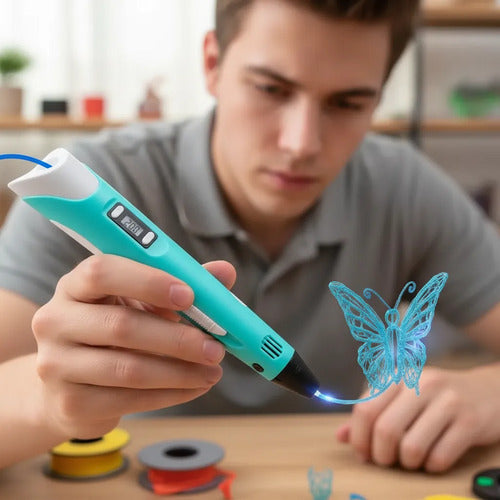 Lapicera Lápiz 3d Filamento Pla Abs Pantalla Lcd Ajustable Aleatorio