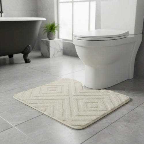 Alfombra Baño Absorbente Antideslizante Poliéster 50x80cm Crema