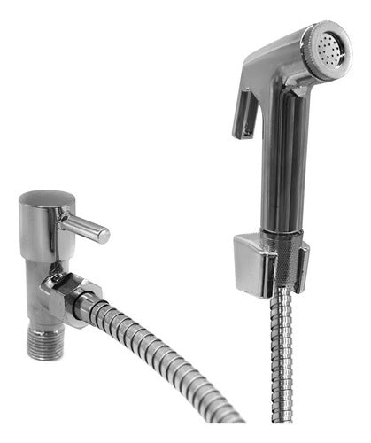 Ducha Higienica Bano Kit Llave Paso Soporte Manguera Lh-3010