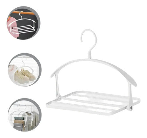 Percha Plastica Organizador Ropa Plegable 5 Espacios Blanca