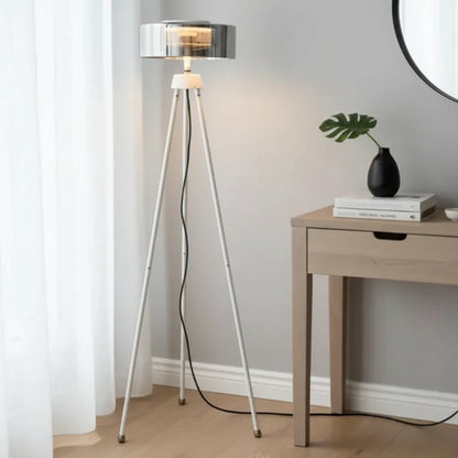 Lamparas Tripodes Pie Pantalla Cristal Led Integrado 135 Cms Negro Blanco