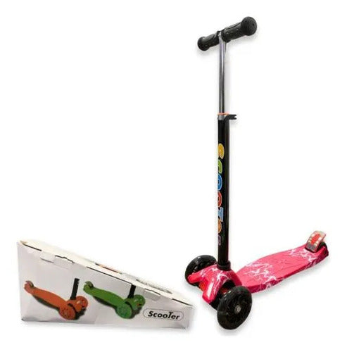 Tripatín Scooter Infantil Luces Ruedas Altura Regulable 50kg Rosa