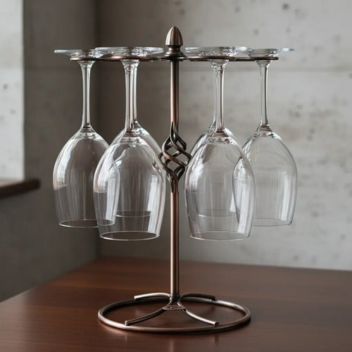 Soporte Porta Copas Mesa Hierro Desmontable 6 Lugares Bronce Bronce / Cobre Envejecido