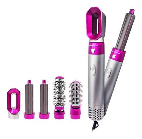 Cepillo Moldeador Electrico 5 En 1 Secador Rizador Alisador Gris