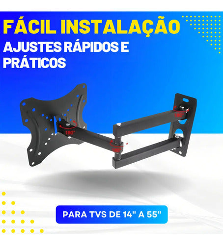 Soporte Tv De Pared Brazo Base Para Tv 14 A 55 Pulgadas 50kg Color Negro