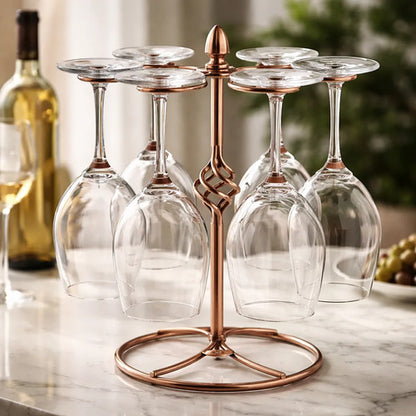 Soporte Porta Copas Mesa Hierro Desmontable 6 Lugares Bronce Bronce / Cobre Envejecido