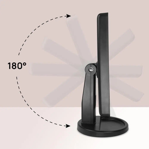 Espejo Para Maquillaje Con Luz Led Tactil Con Rotacion Negro
