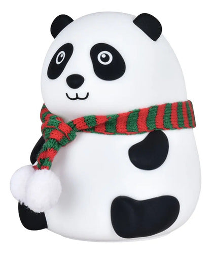 Lampara De Mesa Recargable Veladora Oso Panda Con Bufanda Blanco