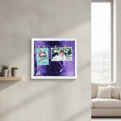 Cuadro Decorativo Portafotos Con Lentejuelas 33cm Cuadrado Aleatorio