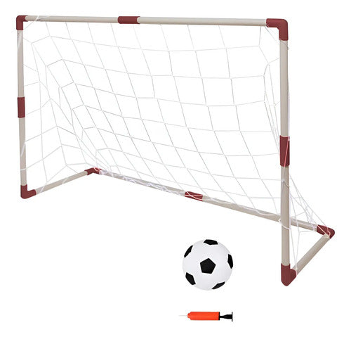 Arco De Futbol Niños Infantil Con Pelota Inflador 97x64x35cm Blanco