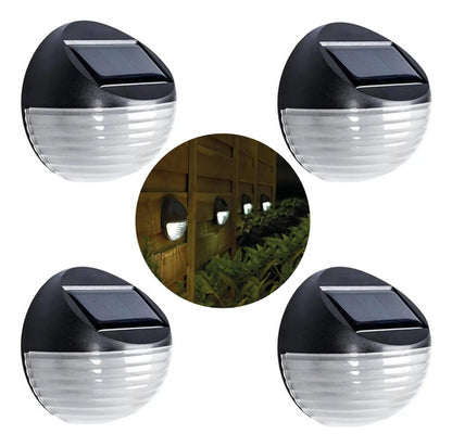 X4 Foco Escalera Aplique Solar Lampara Redonda Exterior Negro
