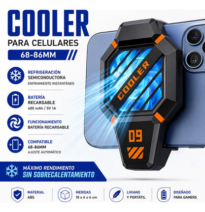 Cooler Enfriador Celulares Gamer Recargable Refrigeracion Negro