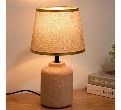 Lámpara Mesa Cerámica Texturizada E27 33cm Velador Beige