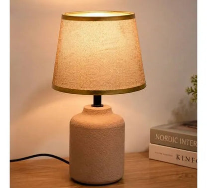 Lámpara Mesa Cerámica Texturizada E27 33cm Velador Beige