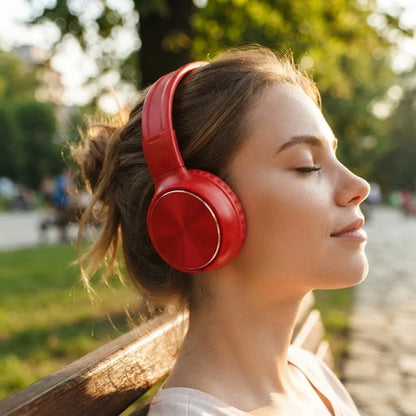 Auriculares Bluetooth Inalámbricos Microsd Radio Fm Rojo